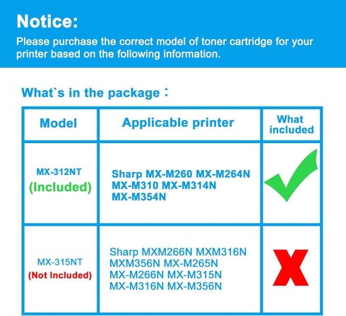 LCL Compatible Toner Cartridge Replacement for Sharp MX-312NT MX312NT MX-M260 MX-M264N MX-M310 MX-M314N MX-M354N