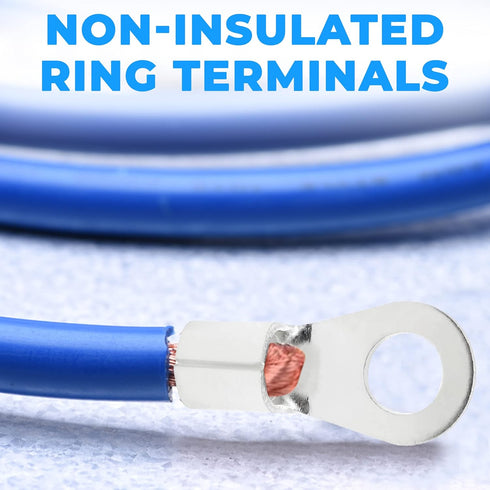 High-Temperature Ring Terminals, 16-14 AWG Wire Size, 1/4" Stud Size, Nickel Plated Steel, Pack of 100 Pcs, OL-05384