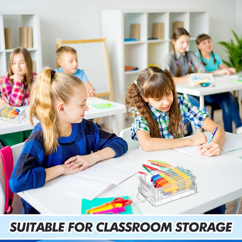 Suzile 25 Pcs Plastic Crayon Boxes - Snap Lids Crayon Storage Organizer, Stackable Crayon Container Bulk for Classroom