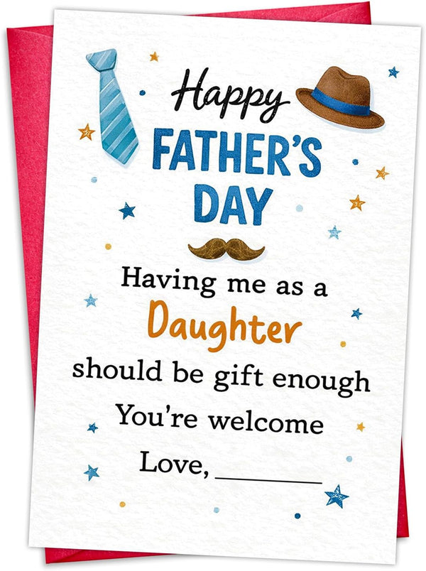 Funny Fathers Day Card for Dad from Daughter Personalized Fathers Day Card
