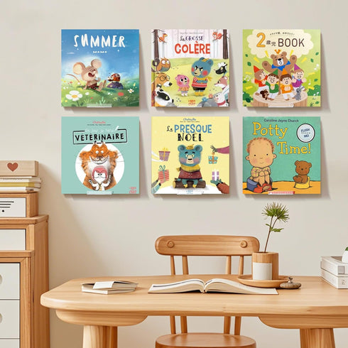 6Pcs Album Vinyl Record Display Shelf Wall Mount No Drill, Self Adhesive Clear Acrylic Holder, Invisible Floating