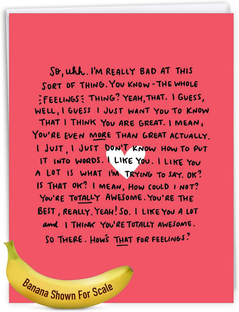 NobleWorks Large Valentine's Day Card, Funny Vday Humor, 8.5 x 11 Inch, Awkward Feelings J6784VDG