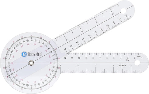 BodyMed 8 Inch Medical Spinal Goniometer Measurer 360 ISOM Calibrated Scales for Physical Therapy Rehab