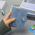 Mini Binder Cover, Blue 3-Ring PU Leather Notebook Binder, Round Ring with Snap Button Closure, Refillable