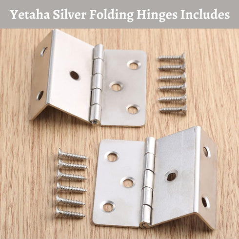 2 12 Yetaha PCS Three-Folding HingesVintage Folding Bench Hinge Hardware with Screws, Jewelry Chest for Wooden Box Door
