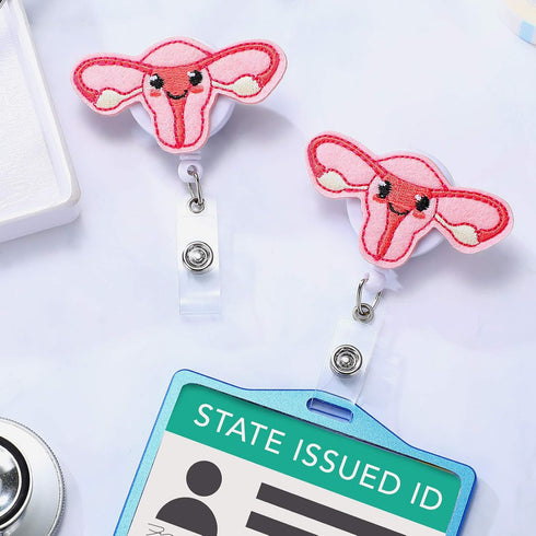 Zonon 5 Pcs Uterus Badge Reel - Cute Nursing Name Badge Holder with Alligator Clip for OBGYN