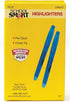 School Smart Pack of 12 Highlighters, Pen Style, Chisel Tip, Blue