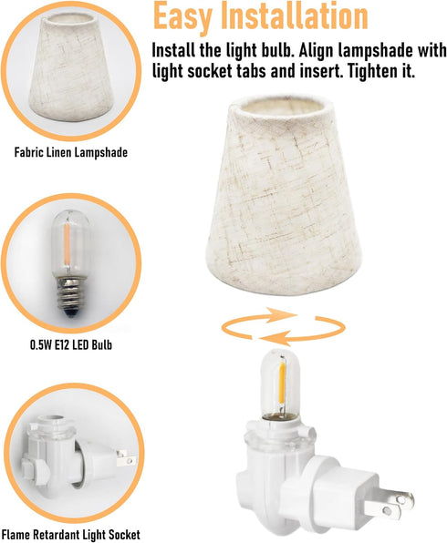 2-Pack 0.5W Vintage Plug in Night Light with Switch, LED Night Lights Plug into Wall Socket, Soft Warm Baby Nursery