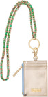 Lilly Pulitzer Lanyard with ID Holder, Keychain Wallet for School or Office, Gold Zipper Wallet, Blossom Views