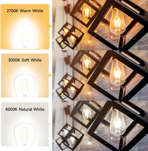 SHINESTAR 8-Pack Edison Bulbs, Dimmable Vintage Light Bulbs, Warm White 2700K, E26 LED Bulb 60 Watt Equivalent