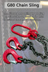 Chain Sling 2/5 Inch X 5 Ft, 4410lb Double Leg with Sling Hooks, Grade 80 Alloy Steel Engine Chain Hoist Lifts