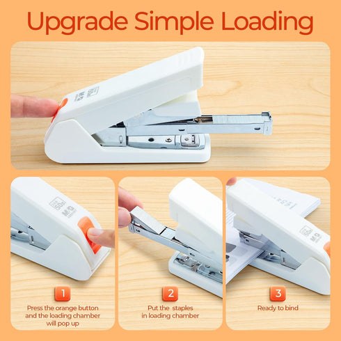 M&G Effortless Desktop Stapler, 50 Sheet Capacity, One Finger Stapling, Includes 1000 Staples, Portable for Office
