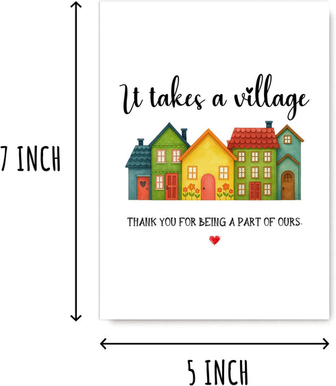 NKPDesigns It Takes A Village Card - Thank You - Cute Appreciation Card - Meaningful - Funny Greeting - Gift For Mom