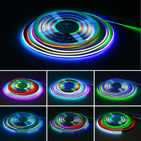 WS2811 16.4FT/5M DC24V 630LEDs/M IP30 SEZO RGB Smart IC COB LED Strip Lights IC Addressable Dream Color Chasing High