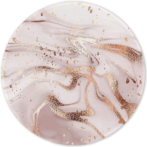 ITNRSIIET Round Mouse Pad with Stitched Edge, Premium-Textured Waterproof Non-Slip Rubber Base, 8.7 inches, Rose Gold