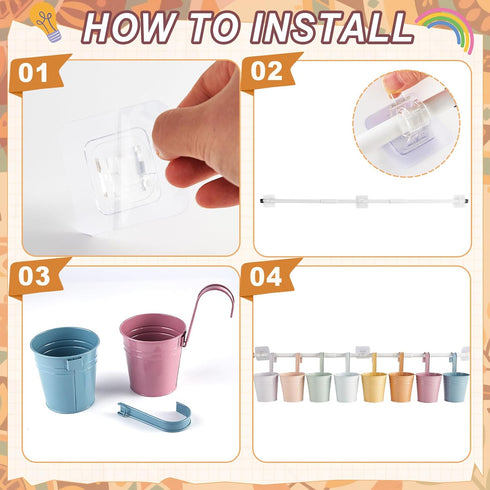 8 OBUSATT PCS Boho Metal Pencil Holder with Pipes Back to School Hanging Iron Small Pails Colors Crayon Organizer First
