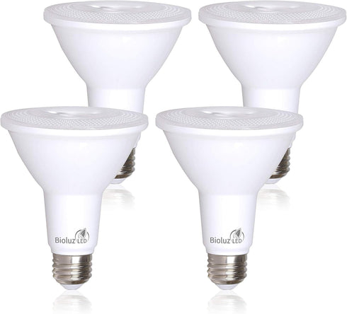 Bioluz LED 4 Pack PAR38 LED Light Bulb, 90 CRI, 12W = 100-120 Watt Replacement, Soft White 3000K, Dimmable