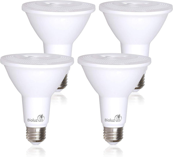 Bioluz LED 4 Pack PAR38 LED Light Bulb, 90 CRI, 12W = 100-120 Watt Replacement, Soft White 3000K, Dimmable