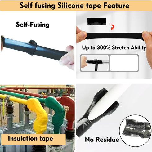 Self Sealing Fusing Silicone Tape, 1 in Wide, 15 Feet Heavy Duty & Leak Proof for Water Emergency Pipeline Repair