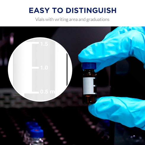 2mL Autosampler Vials, 9-425 HPLC Vials with Writing Area, Screw Cap, 100 Pcs