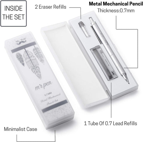 Mr. Pen - 0.7mm Mechanical Pencil with Case, Metal Drawing Pencils