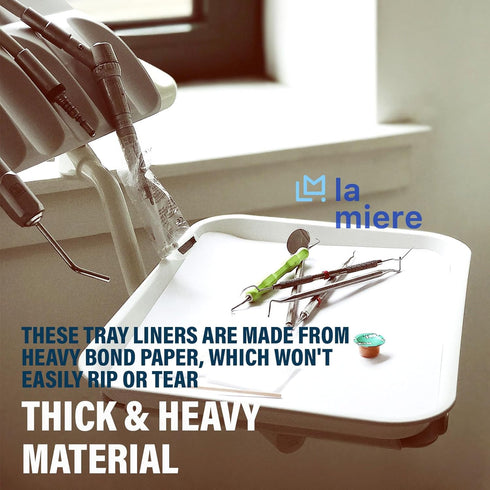 1000P LA MIERE Disposable Tray Liners, Dental Tray Covers for Size B, Medical Tray Paper, Single Use Paper Sheets