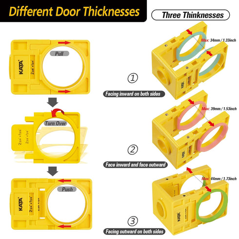 KATA 1-3/8" - 1-3/4" Door Lock Installation Kit with Large Chip-Clearance Slots for Deadbolts and Locksets