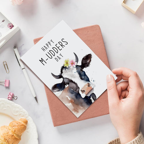 Oamiolek Funny Mother's Day Card for Her, Cute Dairy Cow Mother's Day Card, Punny Mothers Day Card Gift for Mom Sister