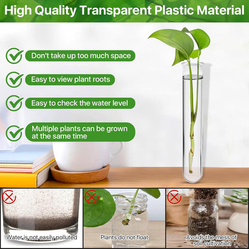 15 Pcs Clear Test Tubes for Plant Propagation - Borosilicate Glass Tubes for Hydroponic Flowers, 30 ml
