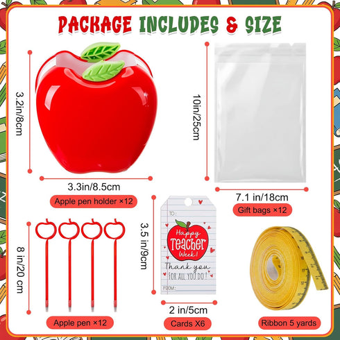 Poola Voidra 36 Set 12 12 12 Pcs Teacher Appreciation Gift Bulk Includes Apple Pen Holders Apple Pens Thank You Cards
