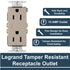 Legrand radiant 885TRNICC12 15 Amp Tamper Resistant Decorator Duplex Outlet, Side Wire or Push Wire, Nickel (1 Count)