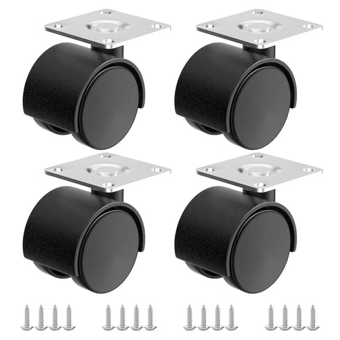 1.5 Inch Furniture Caster Wheels Set of 4, Plastic Casters for Carts, Baby Bed, Kitchen, Cabinet, Table