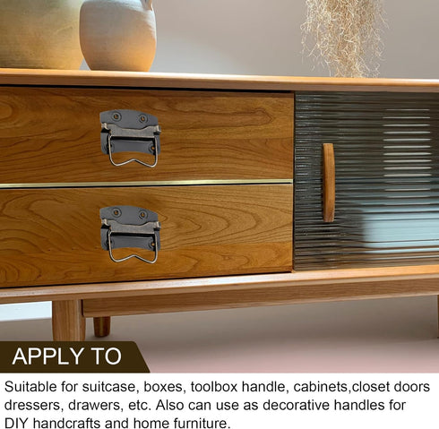 2Pcs Iron Spray Paint Chest Handles (76x60x60mm), Bronze Tone Chest Ring Pull Handle for Home Toolbox Suitcase Drawer