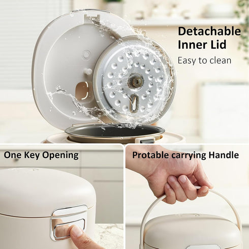 Thousandaynight 2 1.2 12-Hour 1-2 Rice Cooker Small Mini Rice Cooker Cups Uncooked Quarts Portable Rice Maker