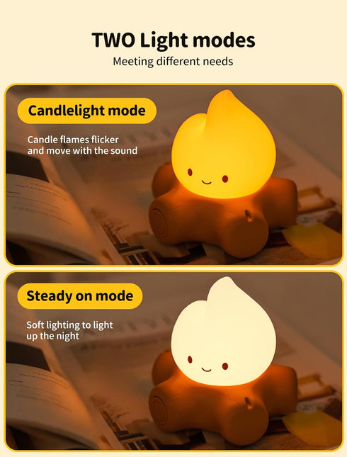 MASHI Table Decorations,Campfire Night Light,USB Rechargeable Flame Lamp with White Noise,Silicone Cute & Funny Night