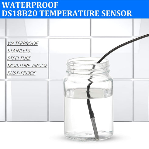 Weewooday DS18B20 1m/3.2Ft Digital Temperature Thermal Cable Waterproof Probe Sensor -55°C to +125°C, Compatible with