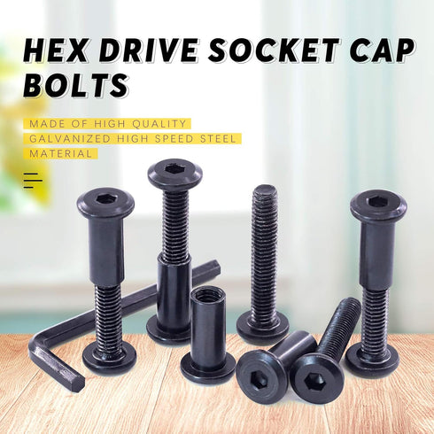 Swpeet 25Pcs M6x35mm Carbon Steel Black Hex Drive Socket Cap Bolts with 1Pcs Allen Wrench for Furniture