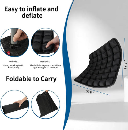 mouvzia 42 Sodurue Inflatable Travel Seat Cushion for Airplane: Pressure Relief Seat Cushion with Adjustable Air Cells