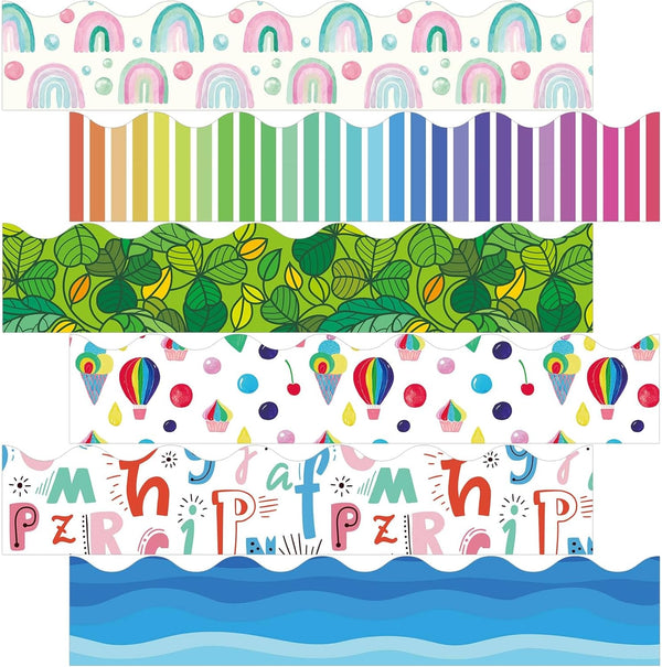 Bulletin Board Border Trim Spring Borders Colorful Summer Blue Ocean Hot Air Balloon Rainbow Removable Blackboard