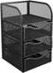 HEEPDD 3 Tier Mesh Office Desktop Organizer with 3 Drawer, Mini Desk Supplies Organizer, Metal Stationary Black Desk