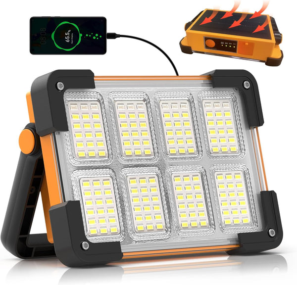 120W Solar Rechargeable Work Light, 144 LED 10000LM Led Work Light with