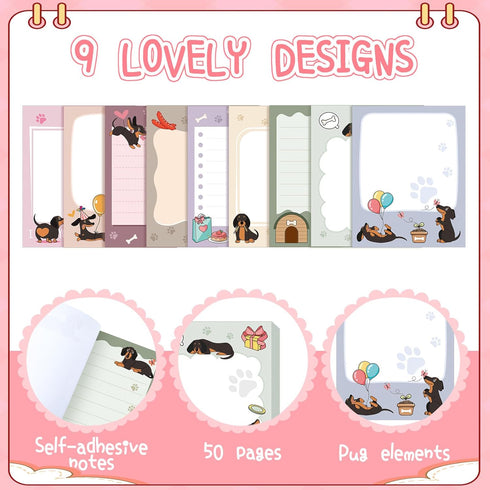 Sabary 9 Pads Sticky Notes - 3.15 x 3.94 Inches Cute Self-Sticky Note Pads, Colored Adhesive Notepad for Memo Reminder,