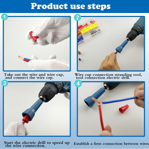 Wire Twisting Spinner, Spin-Twist Wire Connector Socket Tool with 1/4" Chuck (Blue)