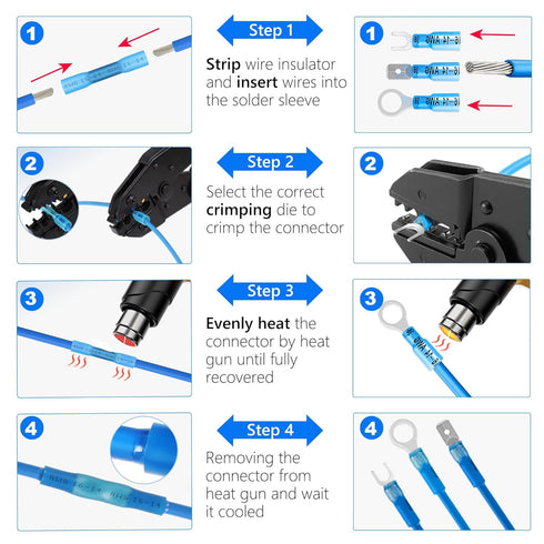 Kuject Heat Shrink Wire Connectors, Multipurpose Waterproof Electrical Wire Terminals Kit, 260PCS