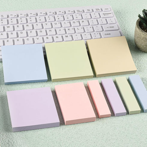 BAYTORY 6 Pads Pastel Sticky Notes, 3 x 3 Inch, 3 x 2 Inch, Colorful Self-Stick Notes for Office School Home Study