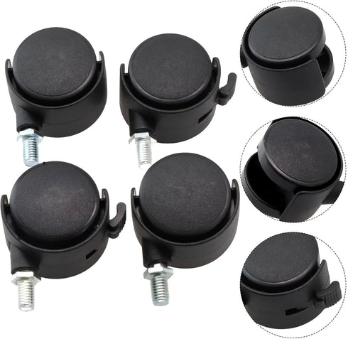 LivGrain 4 Set M8 Pieces Furniture Caster Wheels with Brakes, Stem Swivel Castors for Coffee Table Restaurant Cart