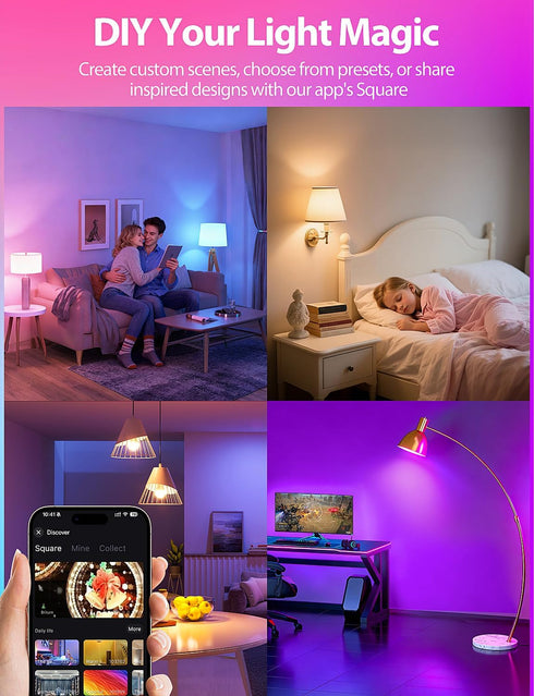 Odnora Bulbs, 9W Bulbs Dimmable, 2.4GHz Bulb 60W A19, E26, 800LM, 2 Packs Smart Light Work with Alexa & Google