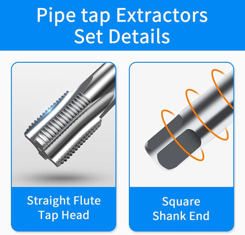 5-Piece NPT Pipe Tap Set, 1/8", 1/4", 3/8", 1/2", 3/4", Carbon Steel Hand Threading Plumbing Tools