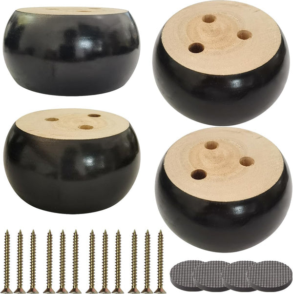 2 Inch Wood Sofa Furniture Legs Round Black Bun Feet 2 Inch