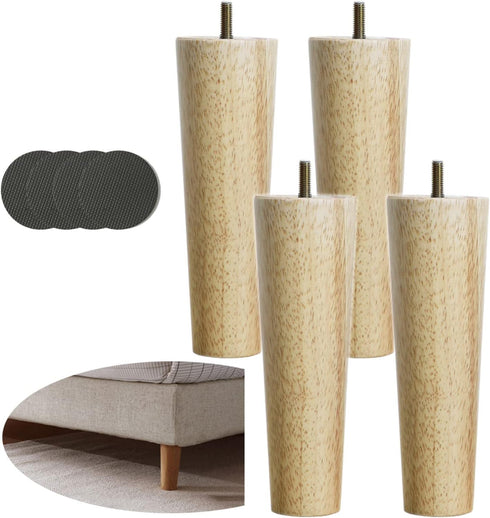 Generic 4PCS Wooden Furniture Legs, Replacement Solid Wood Sofa Legs, with Pre Drilled